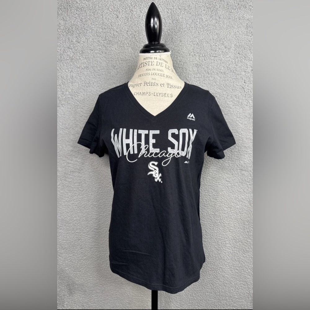 Chicago White Sox Sparkle Team V-Neck T-Shirt Girls Large NWOT